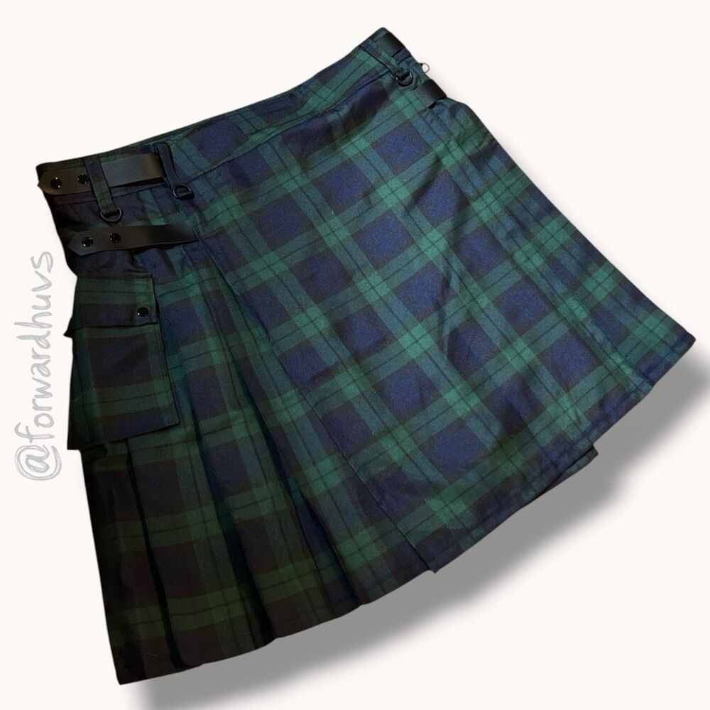☑️ Black Watch Tartan Plaid Utility Kilt Green Blue Men’s XXXL